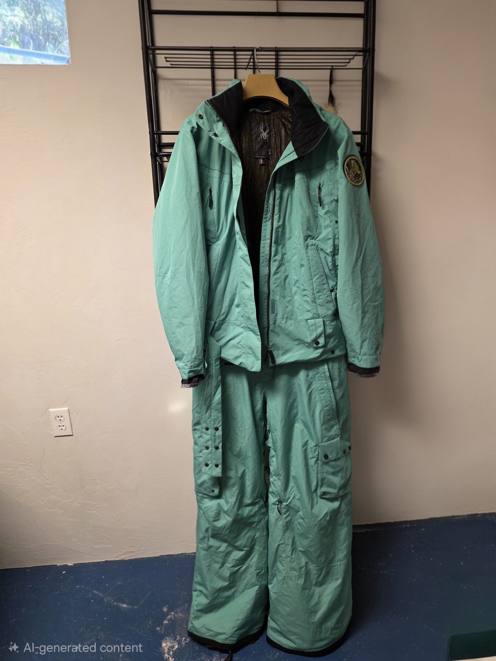 Women's Vintage Spyder Teal and Brown Quilted Sli Suit XL